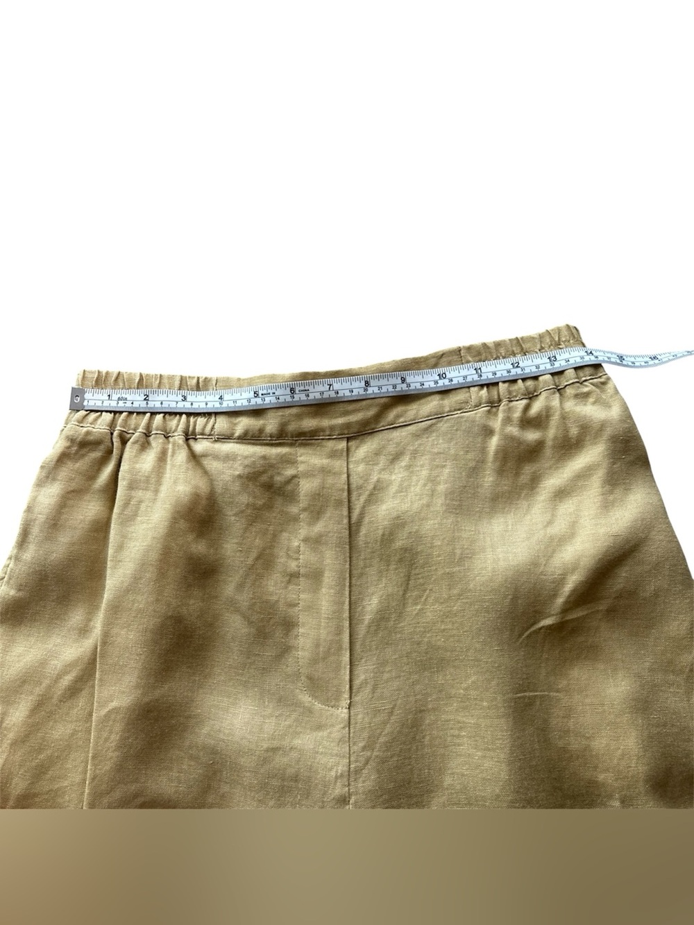 Zara 100% Linen Pull-On Pants Size M Camel Tan Pockets - Picture 7 of 8